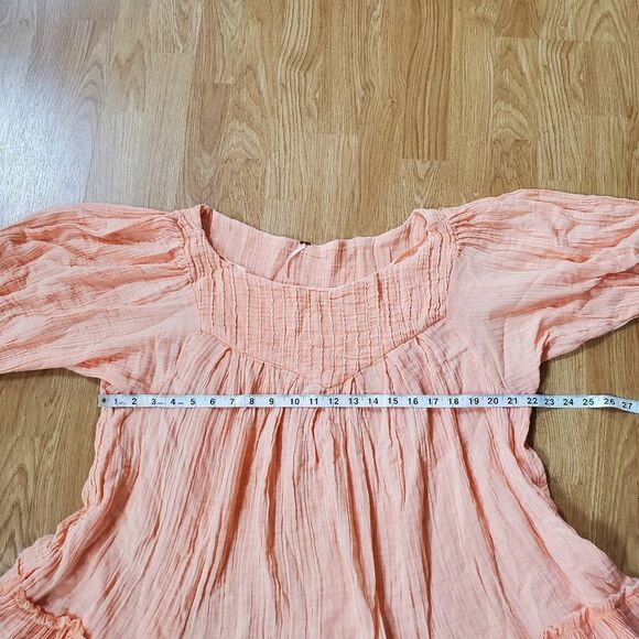 Free People 'Mystery Land' Tunic Mini Dress - size Medium in Peach - Picture 11 of 15